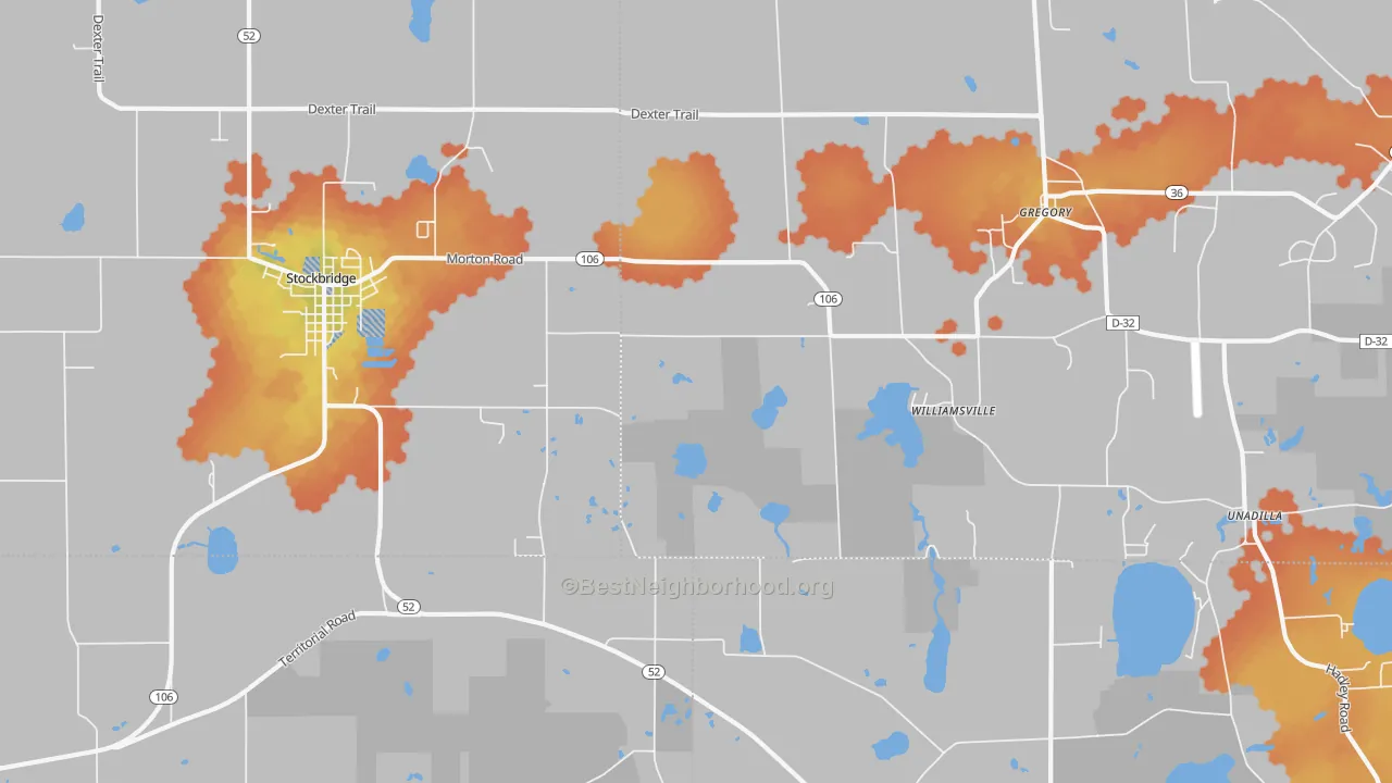 Bike Grade map of Williamsville, MI