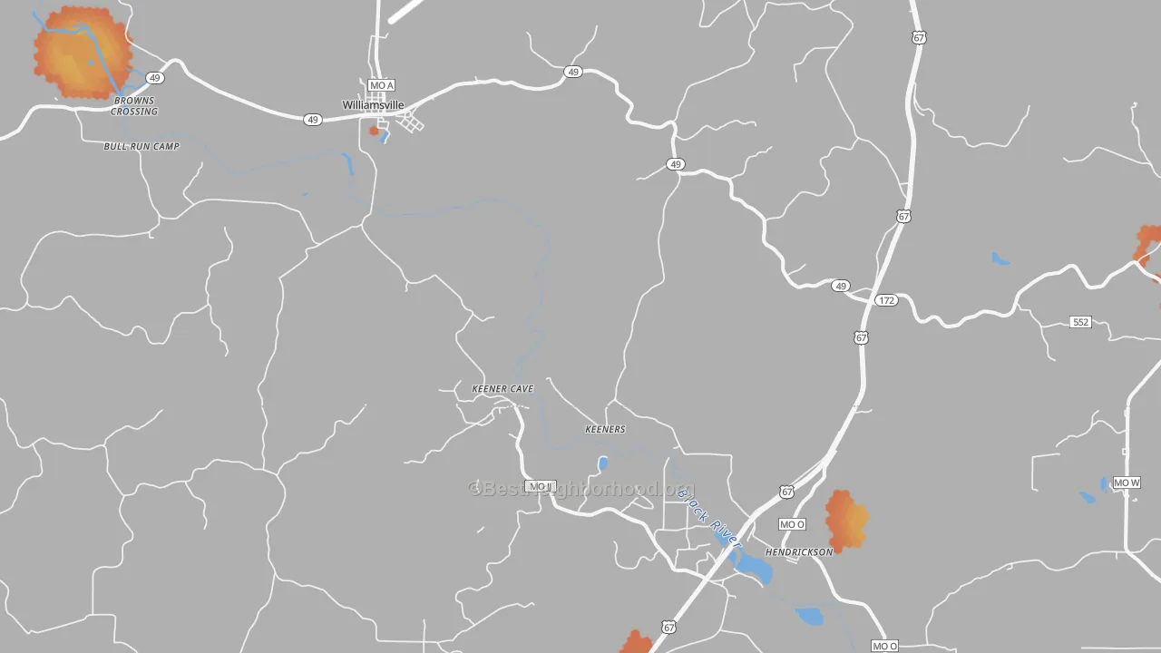 Bike Grade map of Williamsville, MO