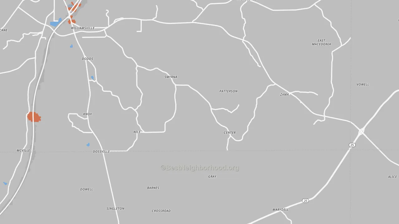 Bike Grade map of Williamsville, MS