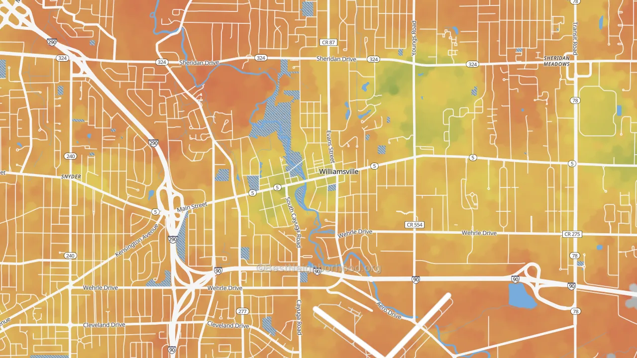 Bike Grade map of Williamsville, NY