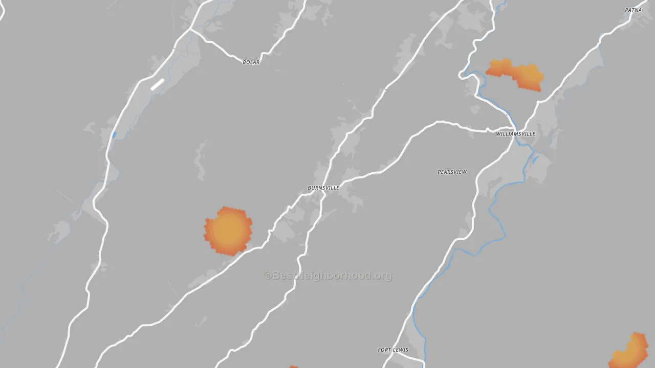 Bike Grade map of Williamsville, VA
