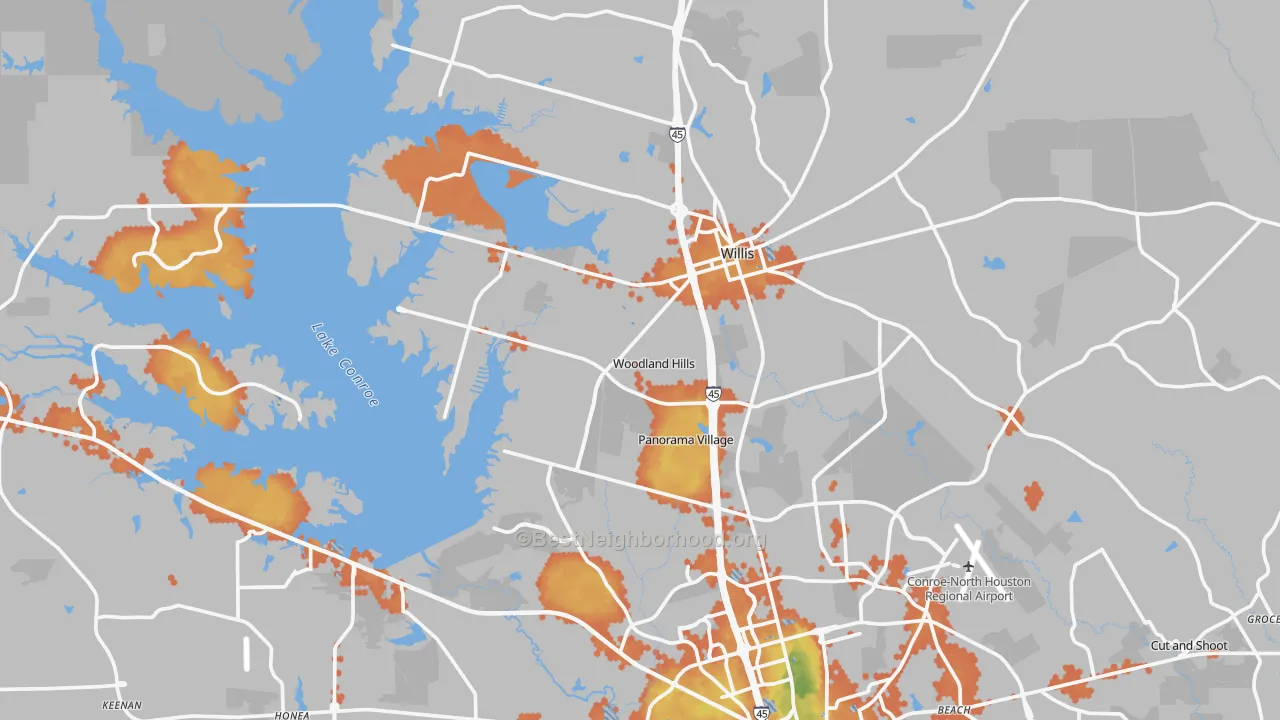 Bike Grade map of Willis, TX