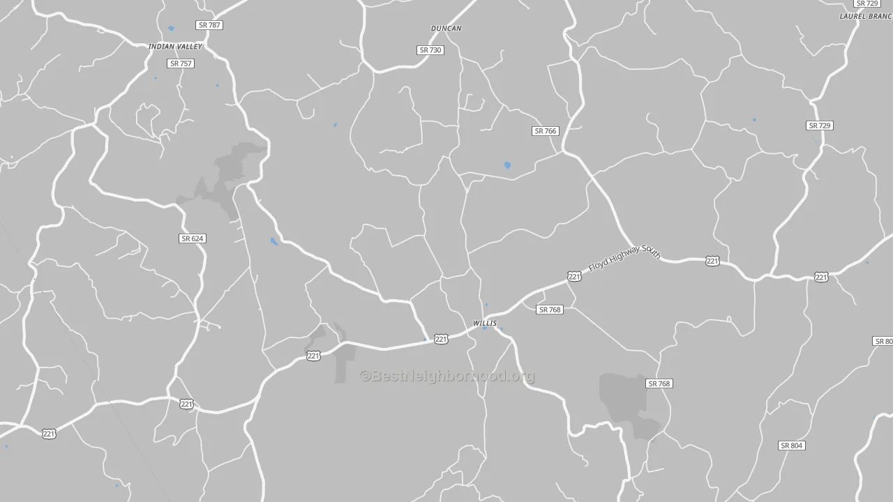 Bike Grade map of Willis, VA