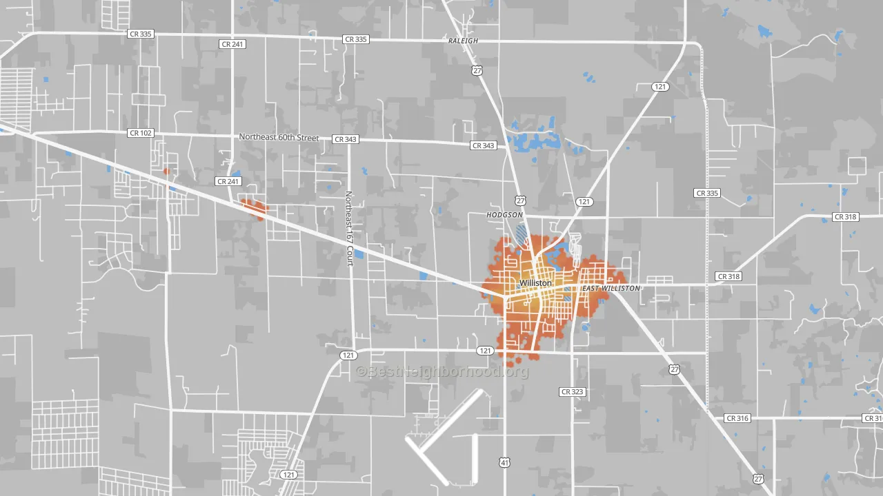 Bike Grade map of Williston, FL