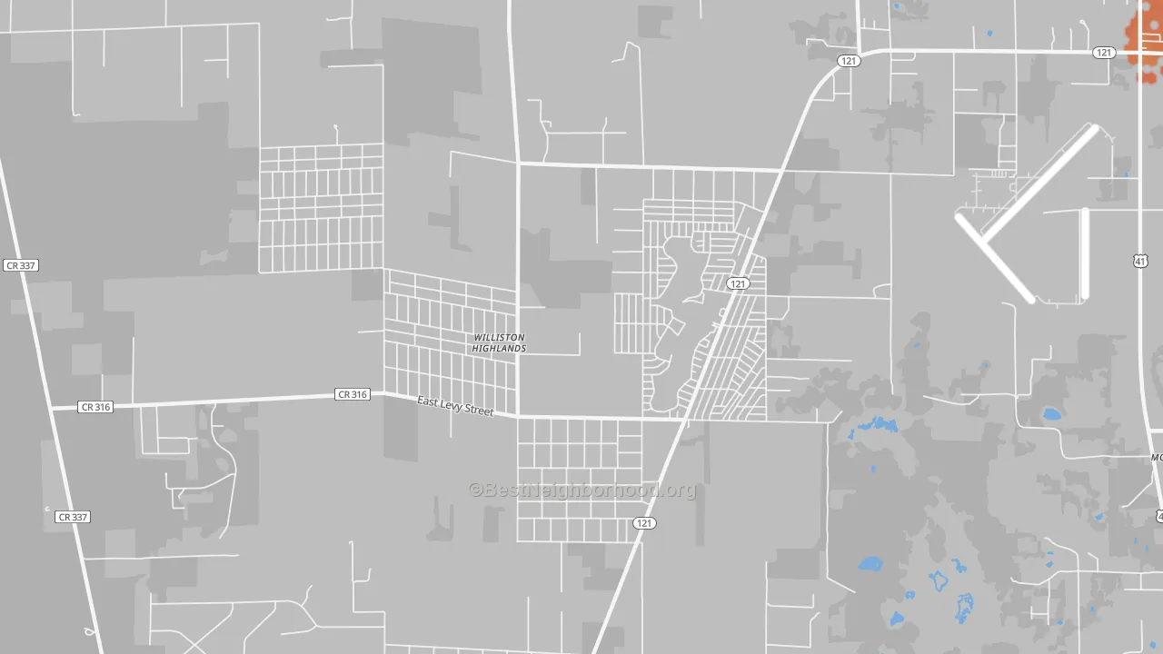 Bike Grade map of Williston Highlands, FL