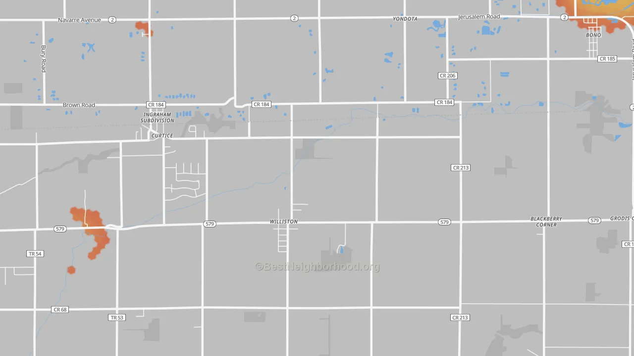 Bike Grade map of Williston, OH