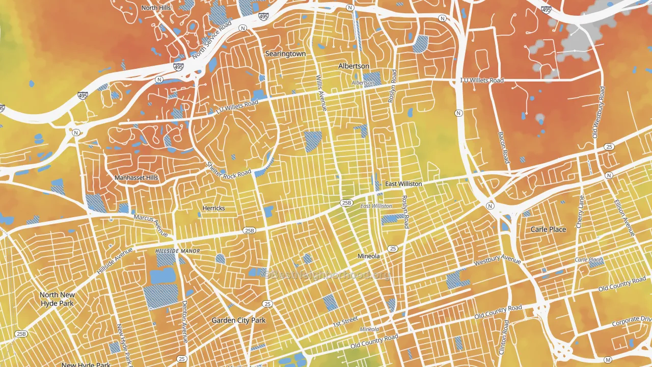 Bike Grade map of Williston Park, NY