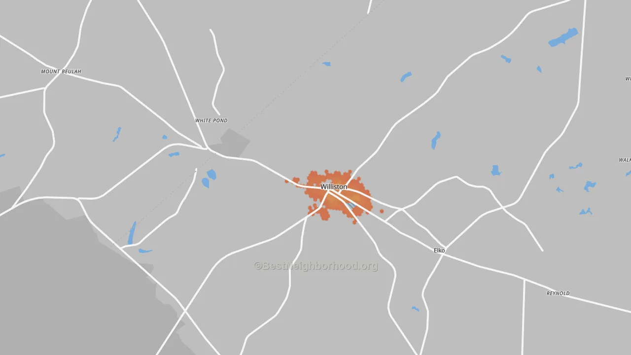 Bike Grade map of Williston, SC