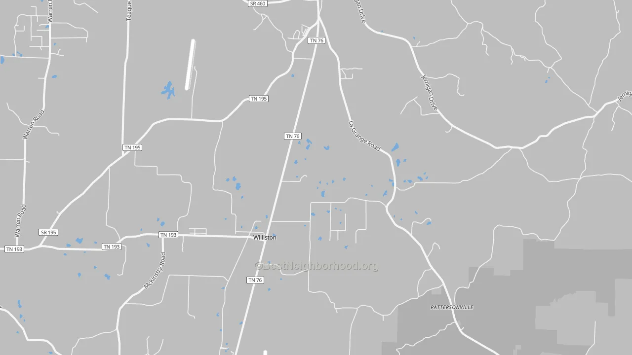 Bike Grade map of Williston, TN