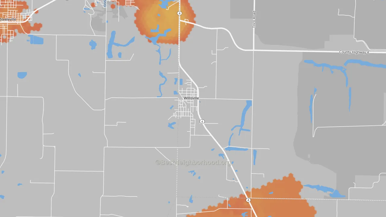 Bike Grade map of Willisville, IL