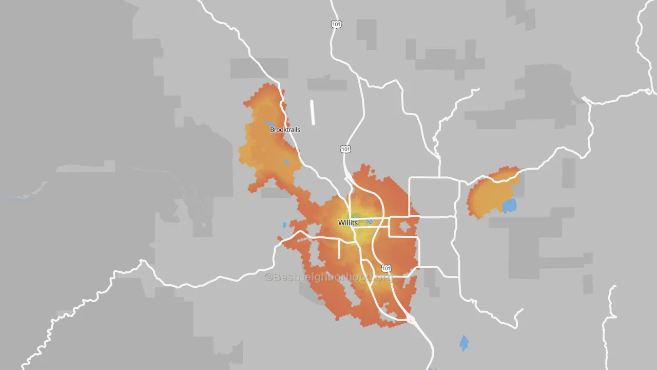 Bike Grade map of Willits, CA