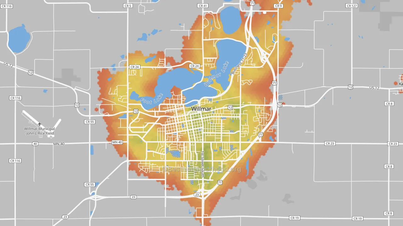 Bike Grade map of Willmar, MN