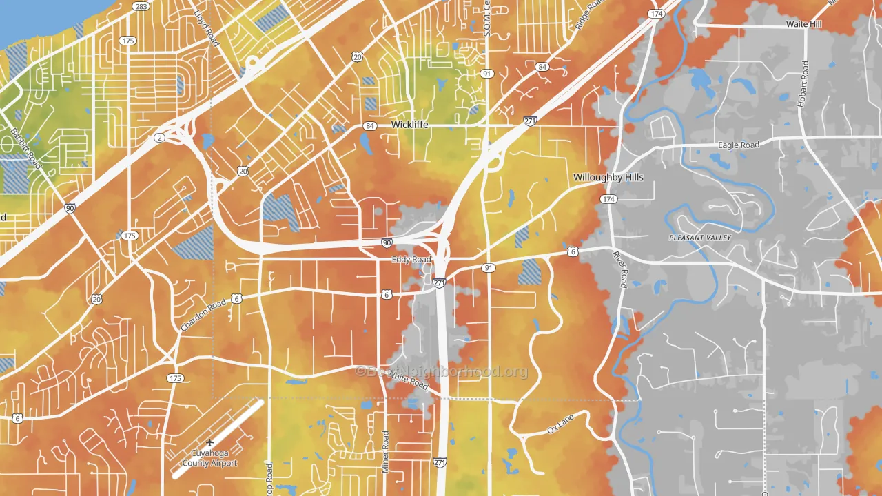 Bike Grade map of Willoughby Hills, OH
