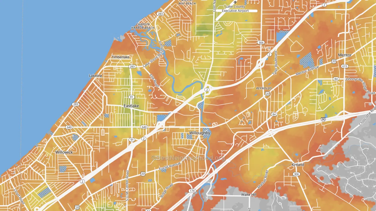 Bike Grade map of Willoughby, OH