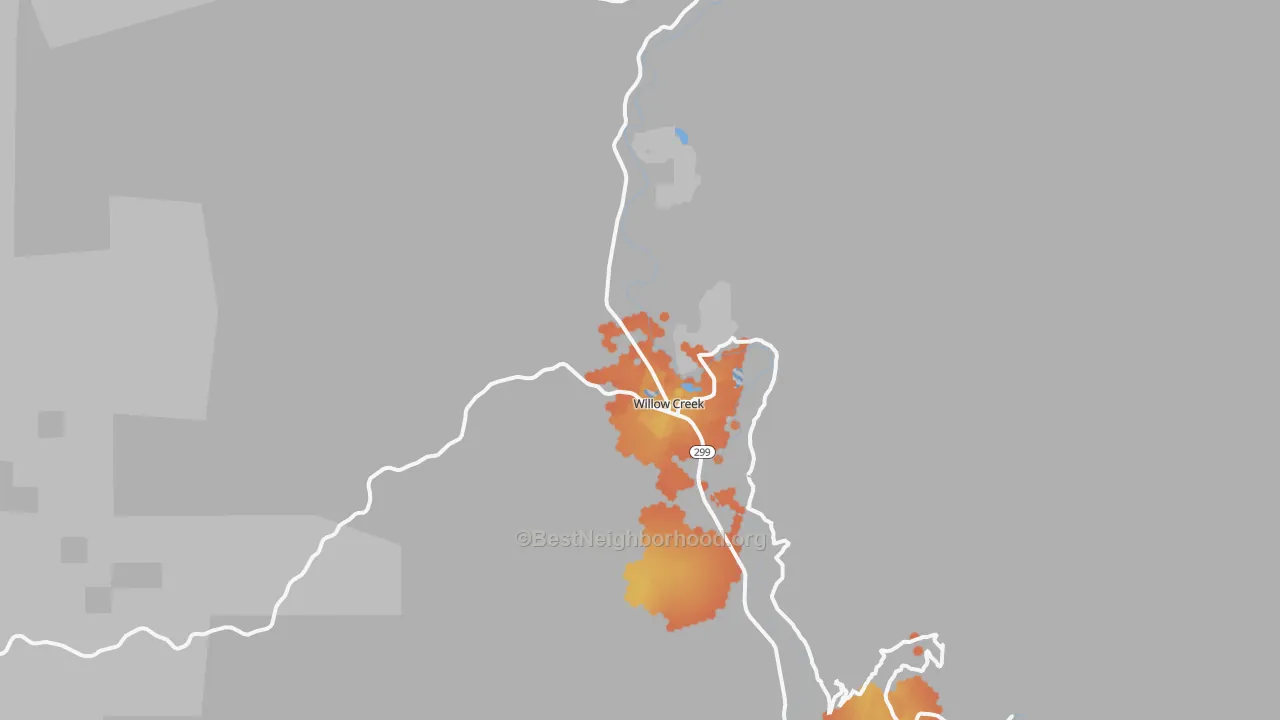 Bike Grade map of Willow Creek, CA