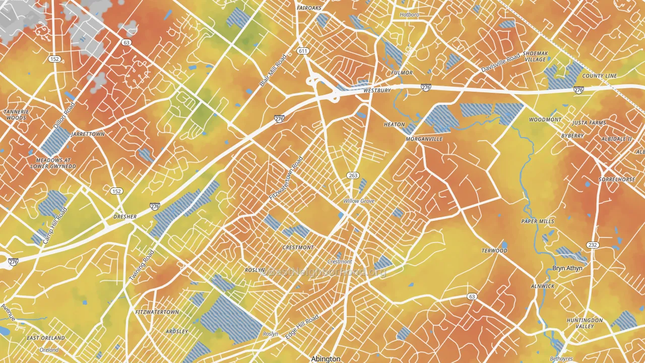 Bike Grade map of Willow Grove, PA