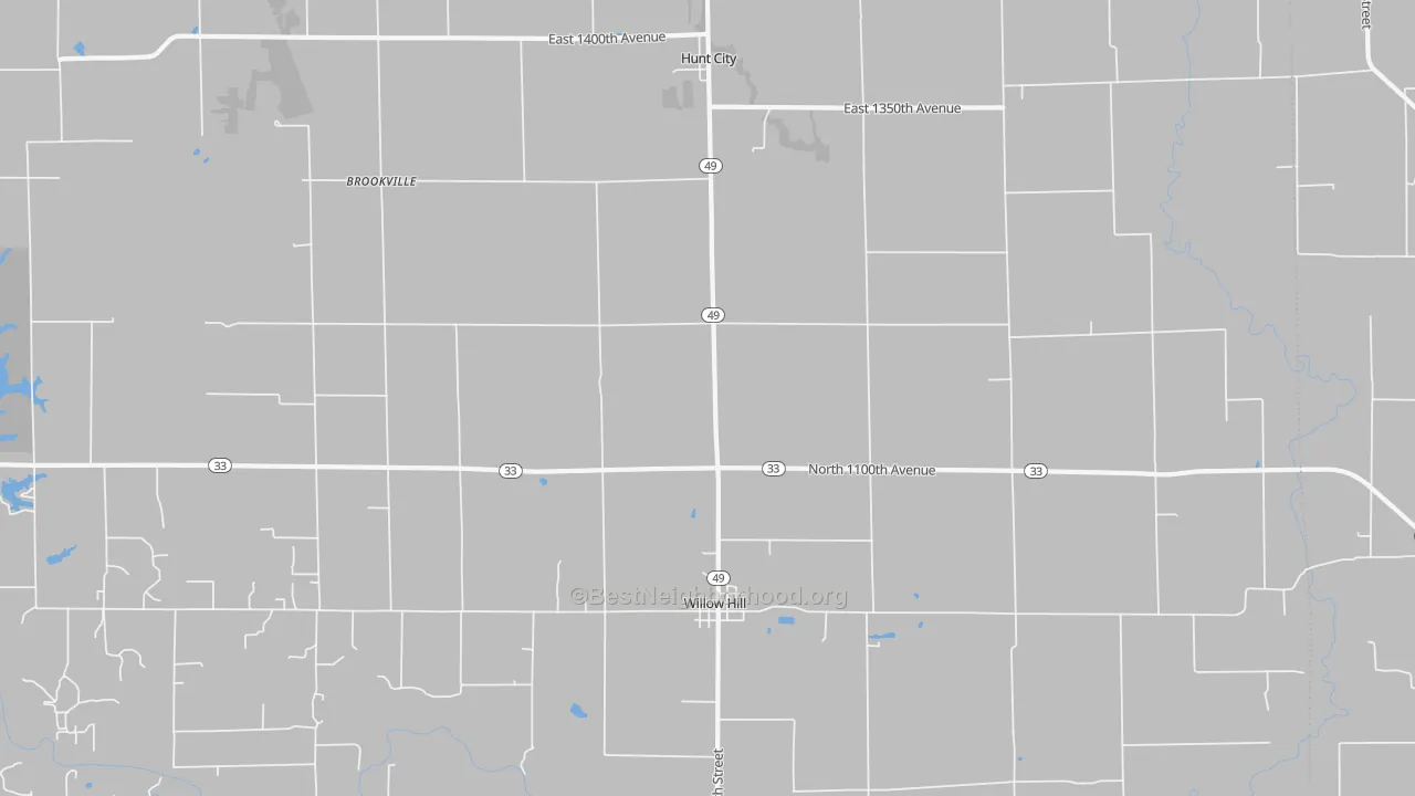 Bike Grade map of Willow Hill, IL