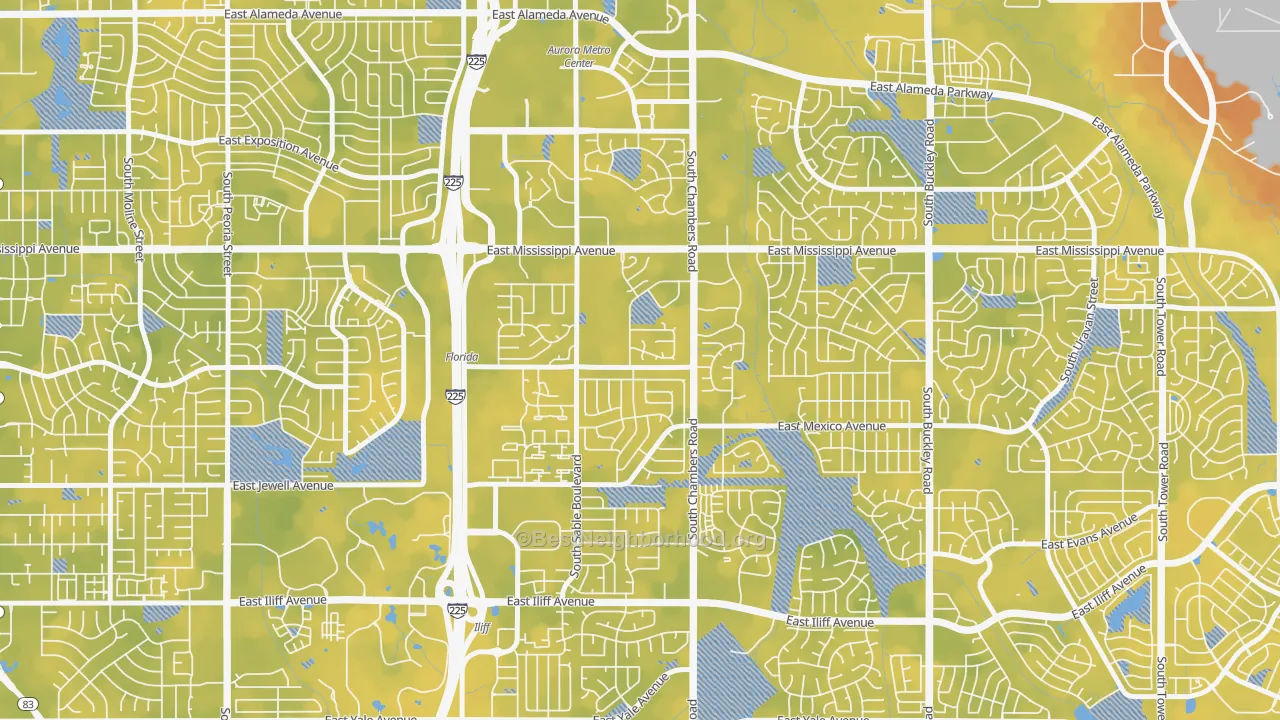 Bike Grade map of Willow Park, Aurora, CO