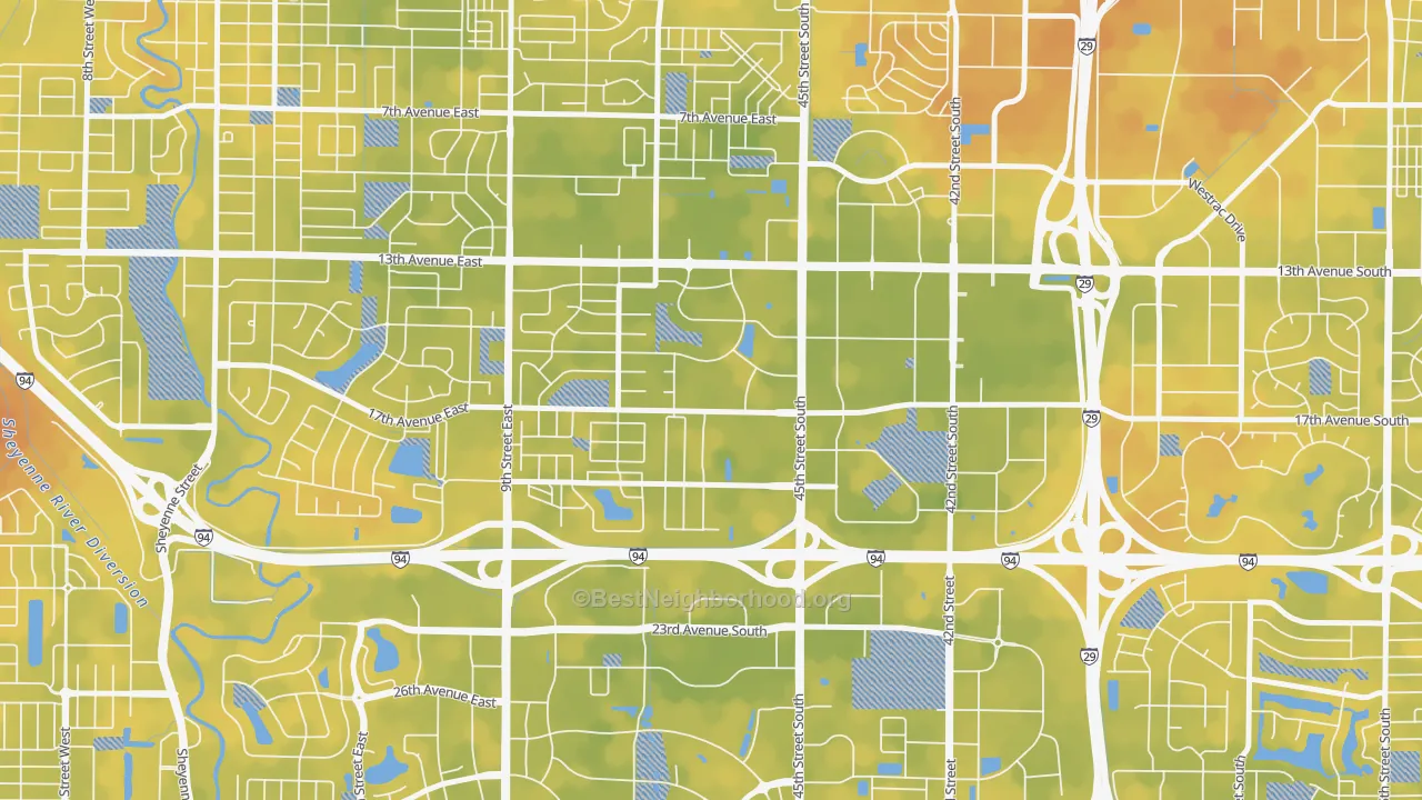 Bike Grade map of Willow Park, Fargo, ND