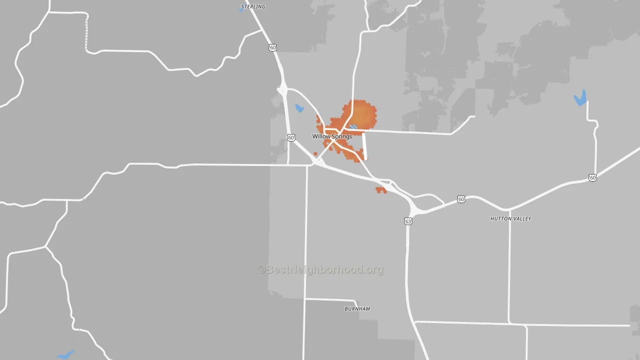 Bike Grade map of Willow Springs, MO