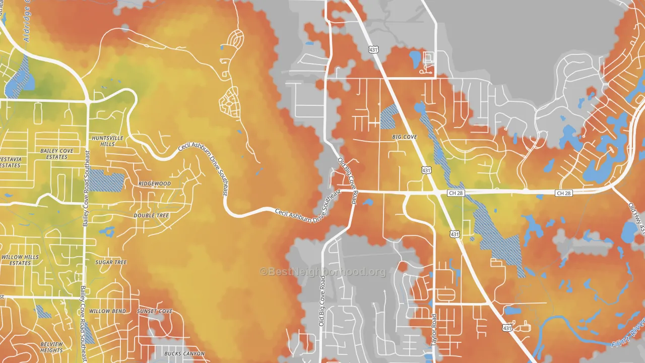 Bike Grade map of Willowbrook, AL