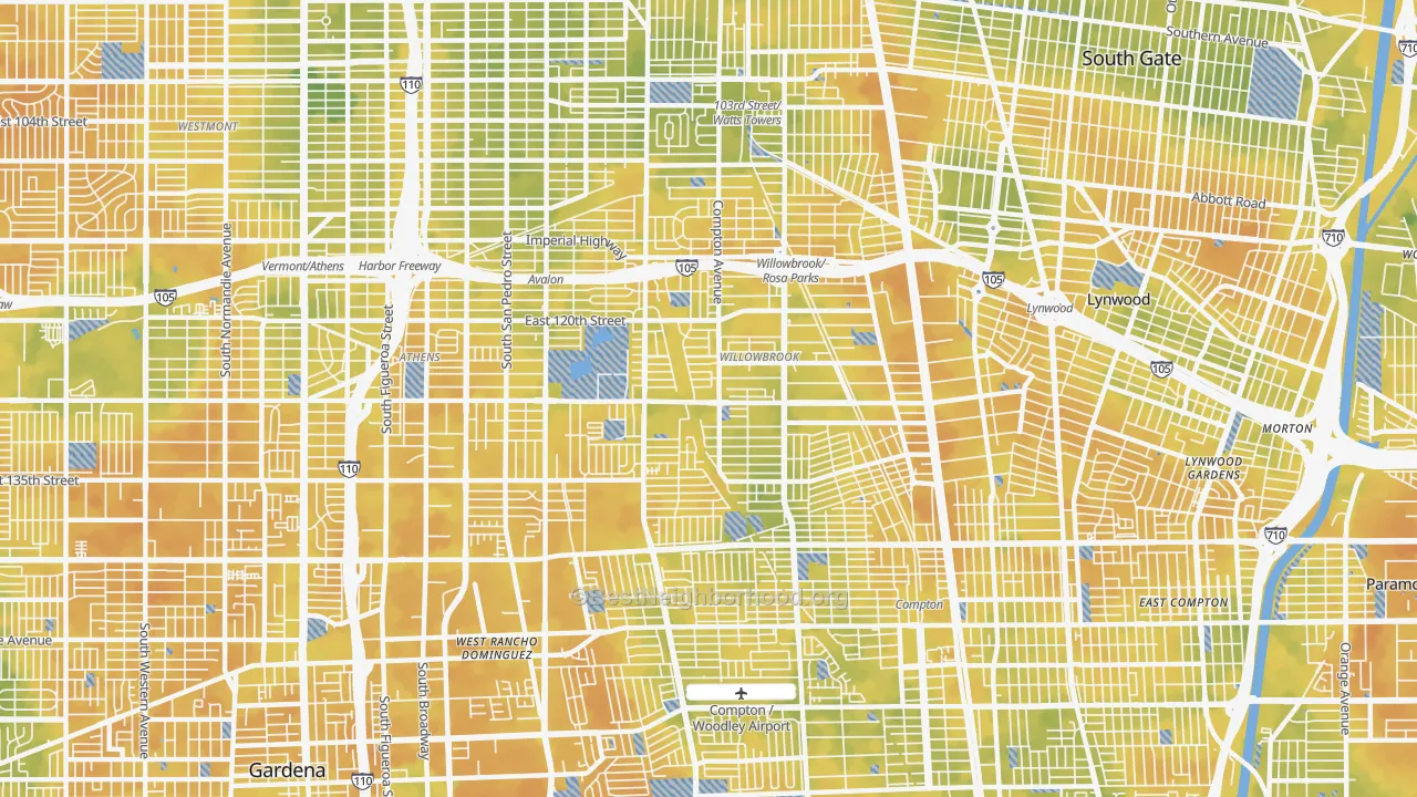 Bike Grade map of Willowbrook, CA