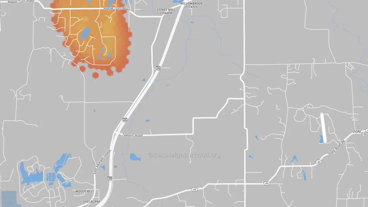 Bike Grade map of Willowbrook Estates, IN