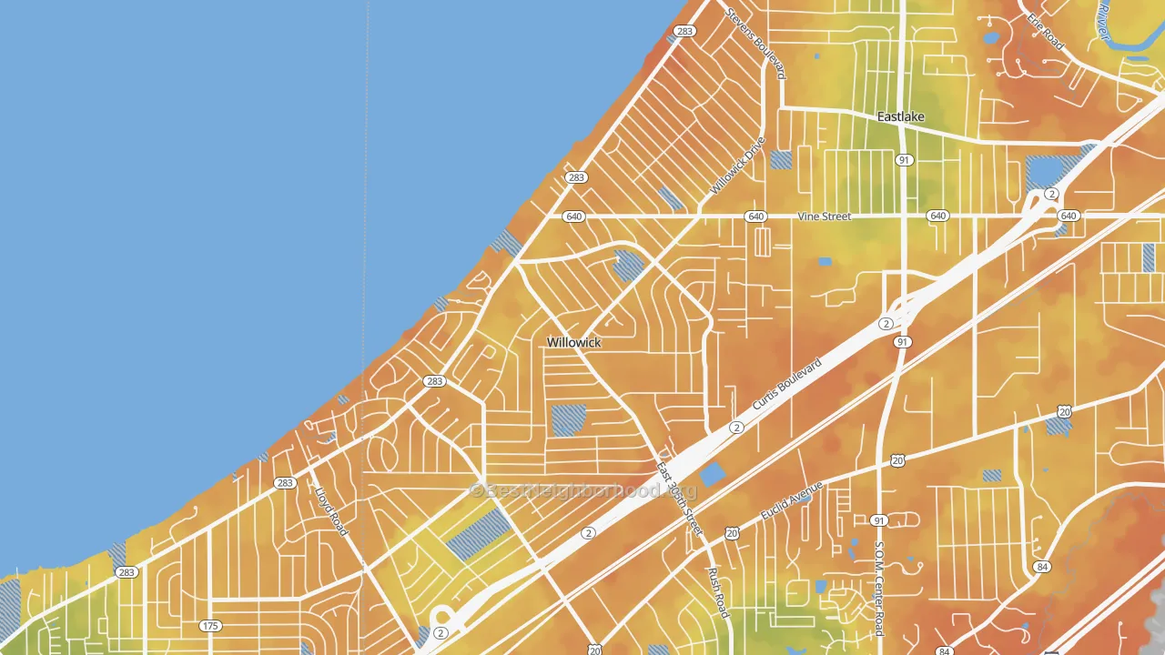 Bike Grade map of Willowick, OH