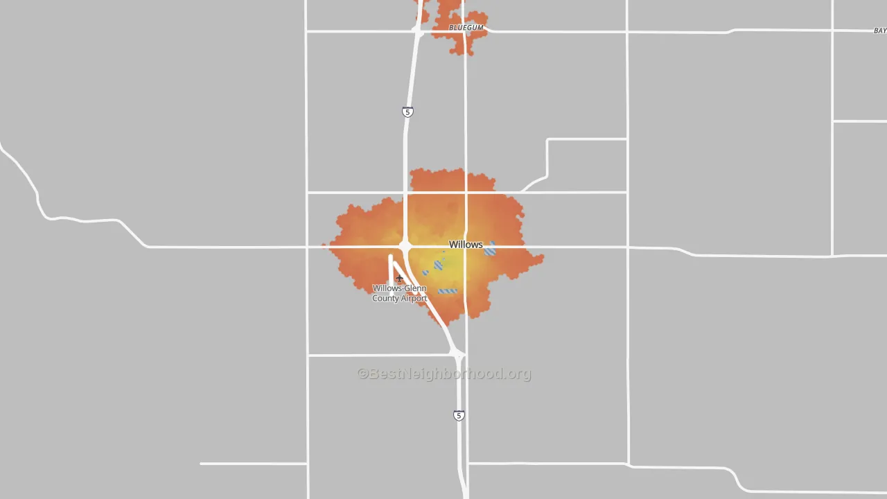 Bike Grade map of Willows, CA