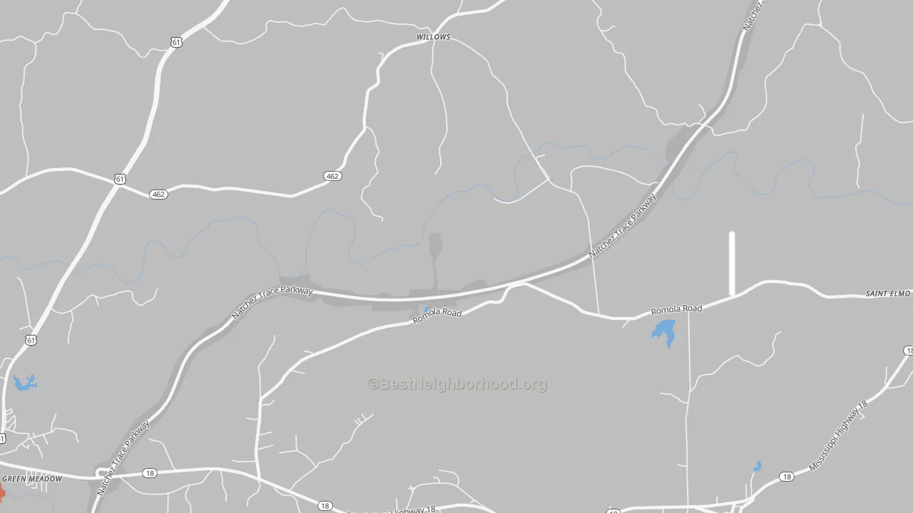 Bike Grade map of Willows, MS
