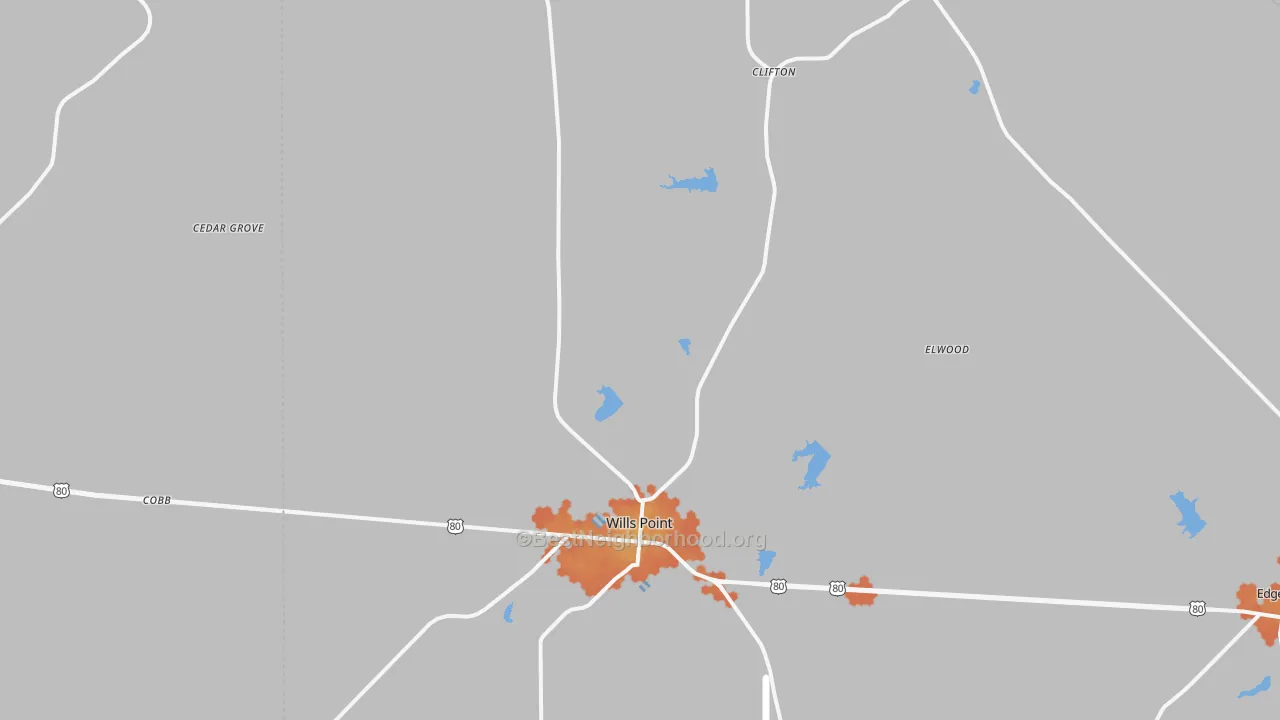 Bike Grade map of Wills Point, TX