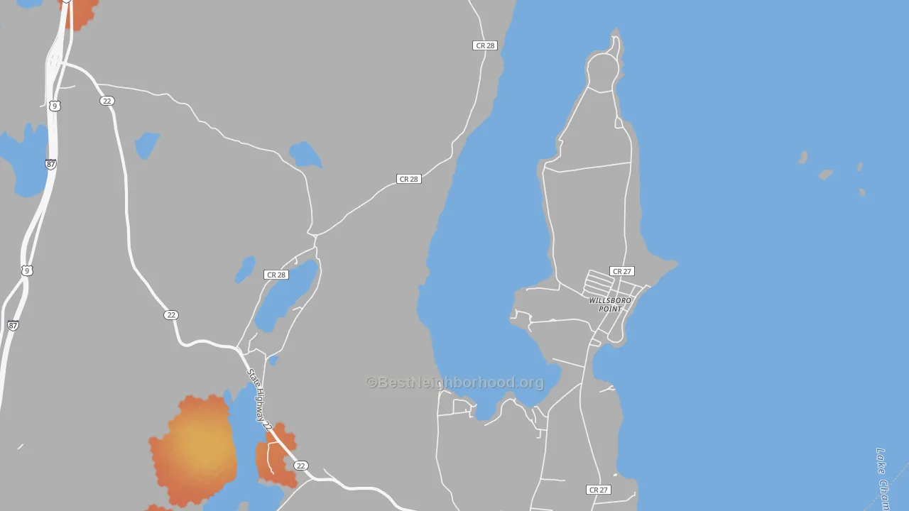 Bike Grade map of Willsboro Point, NY