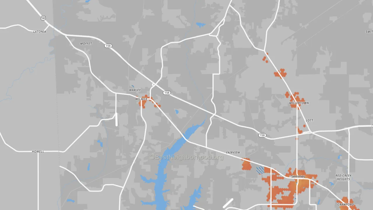 Bike Grade map of Wilmer, AL