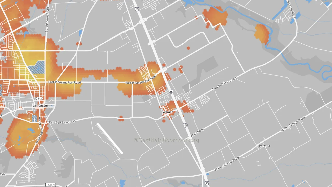 Bike Grade map of Wilmer, TX