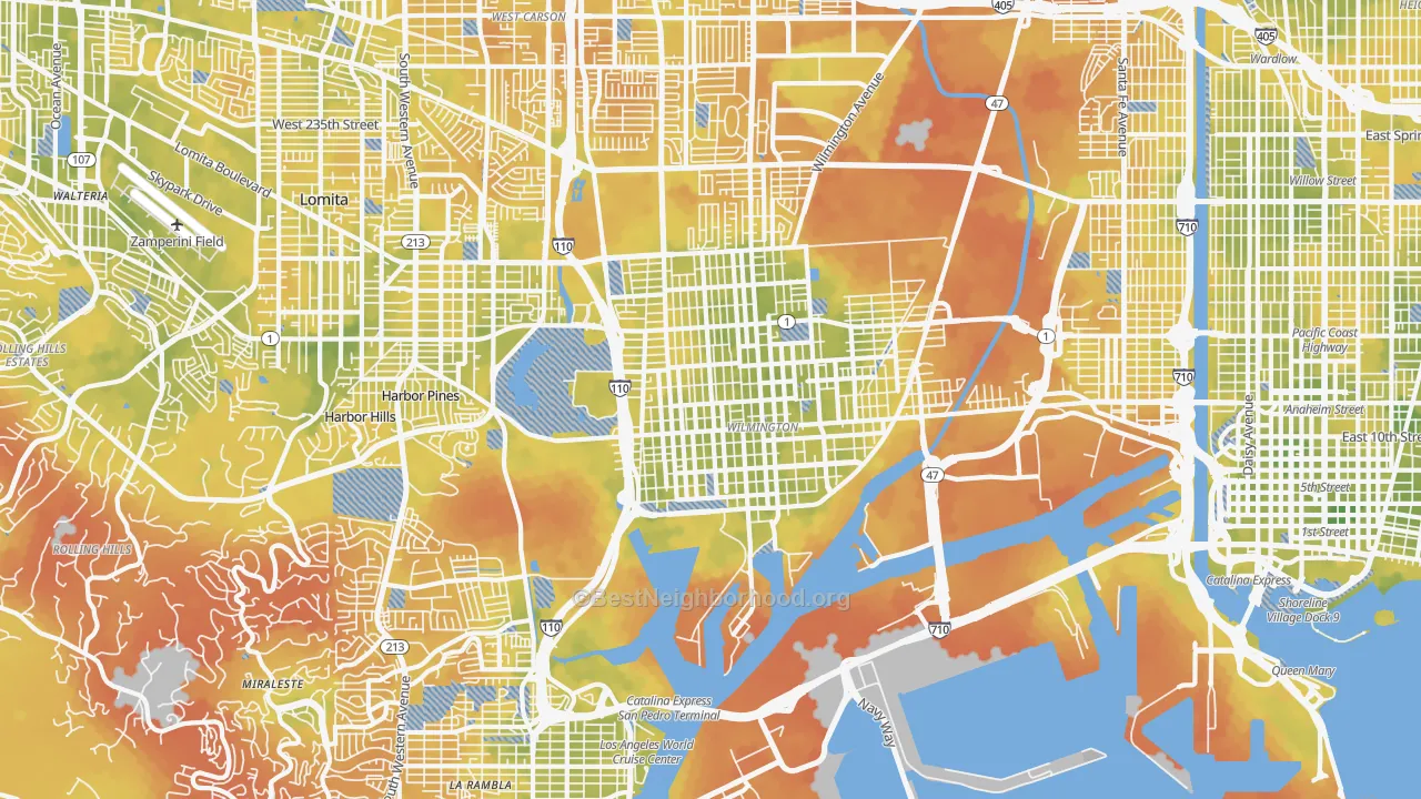 Bike Grade map of Wilmington, CA