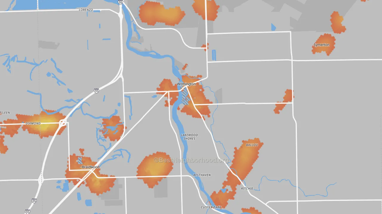 Bike Grade map of Wilmington, IL