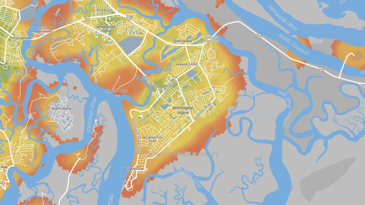 Bike Grade map of Wilmington Island, GA
