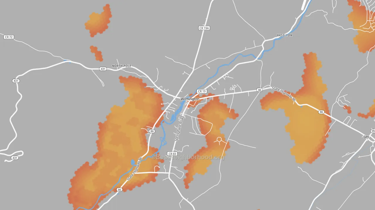 Bike Grade map of Wilmington, NY