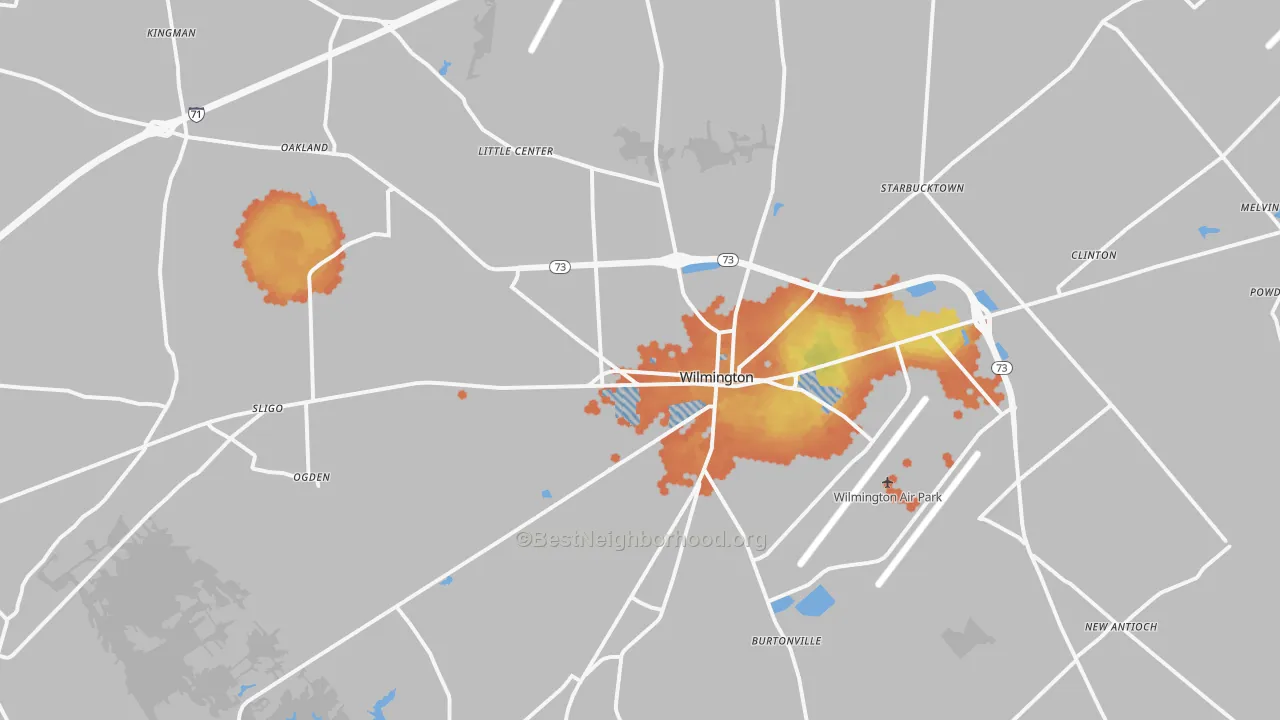 Bike Grade map of Wilmington, OH