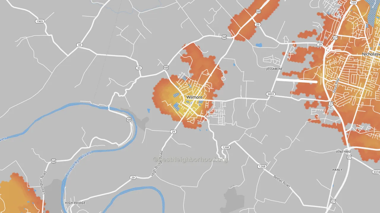 Bike Grade map of Wilmore, KY