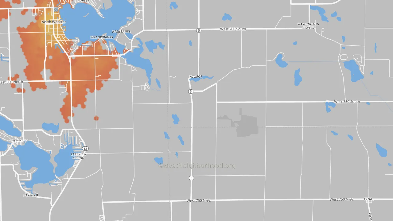 Bike Grade map of Wilmot, IN
