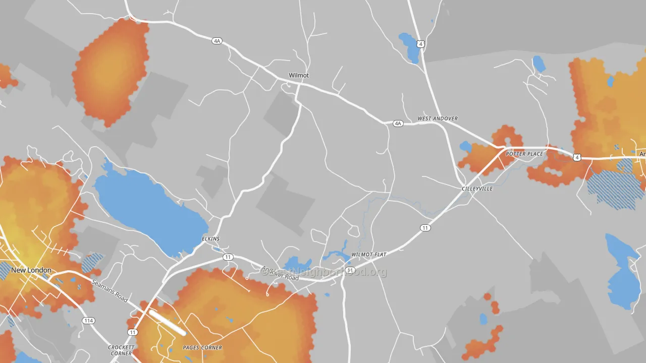 Bike Grade map of Wilmot, NH