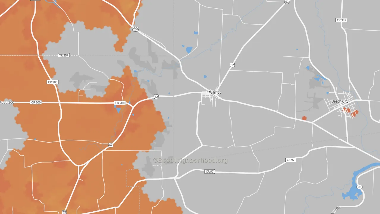Bike Grade map of Wilmot, OH