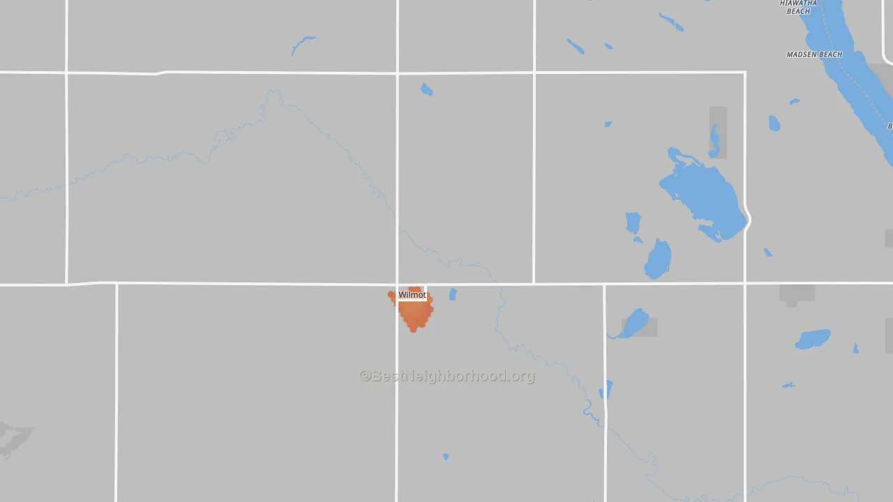 Bike Grade map of Wilmot, SD
