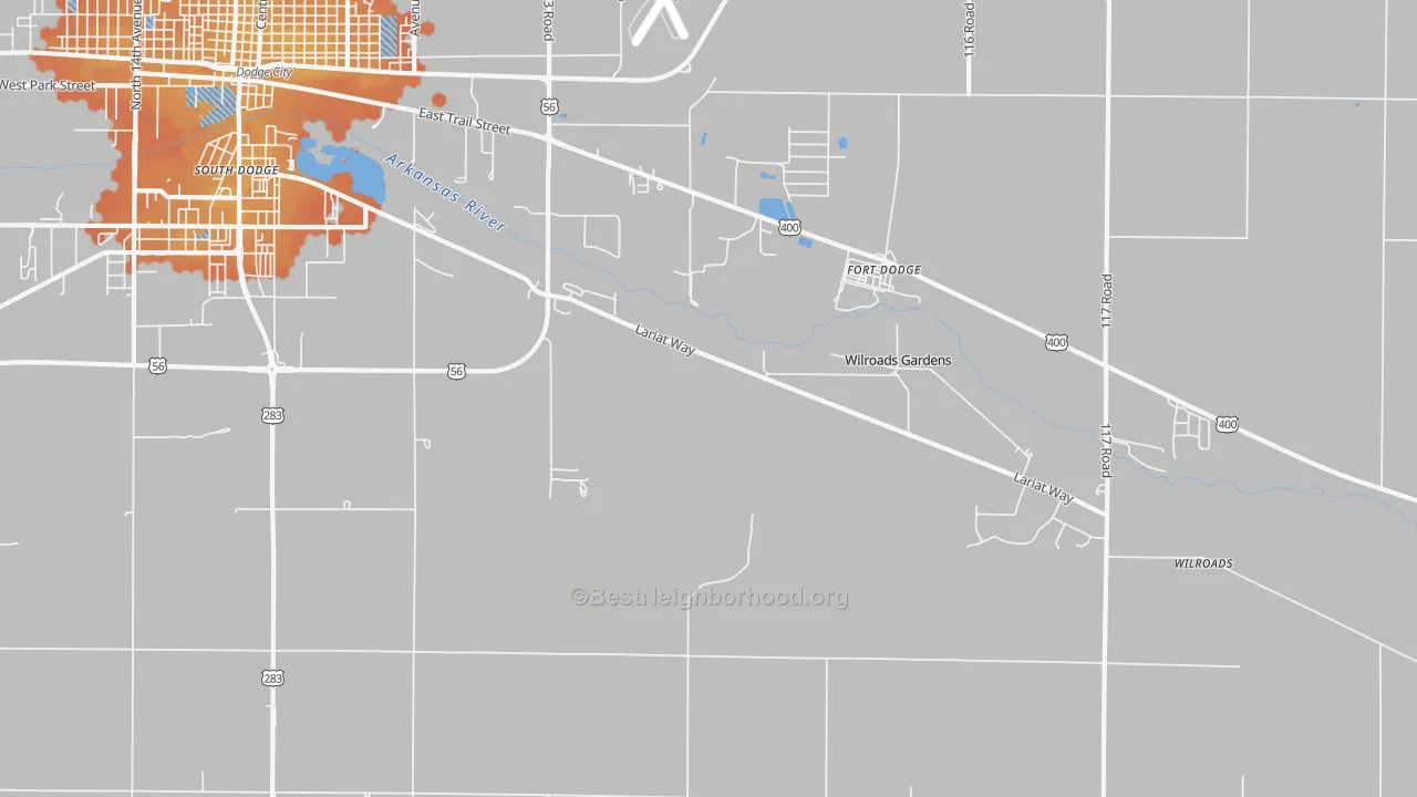 Bike Grade map of Wilroads Gardens, KS