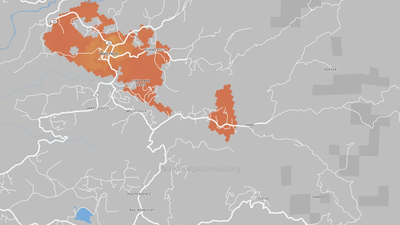 Bike Grade map of Wilseyville, CA