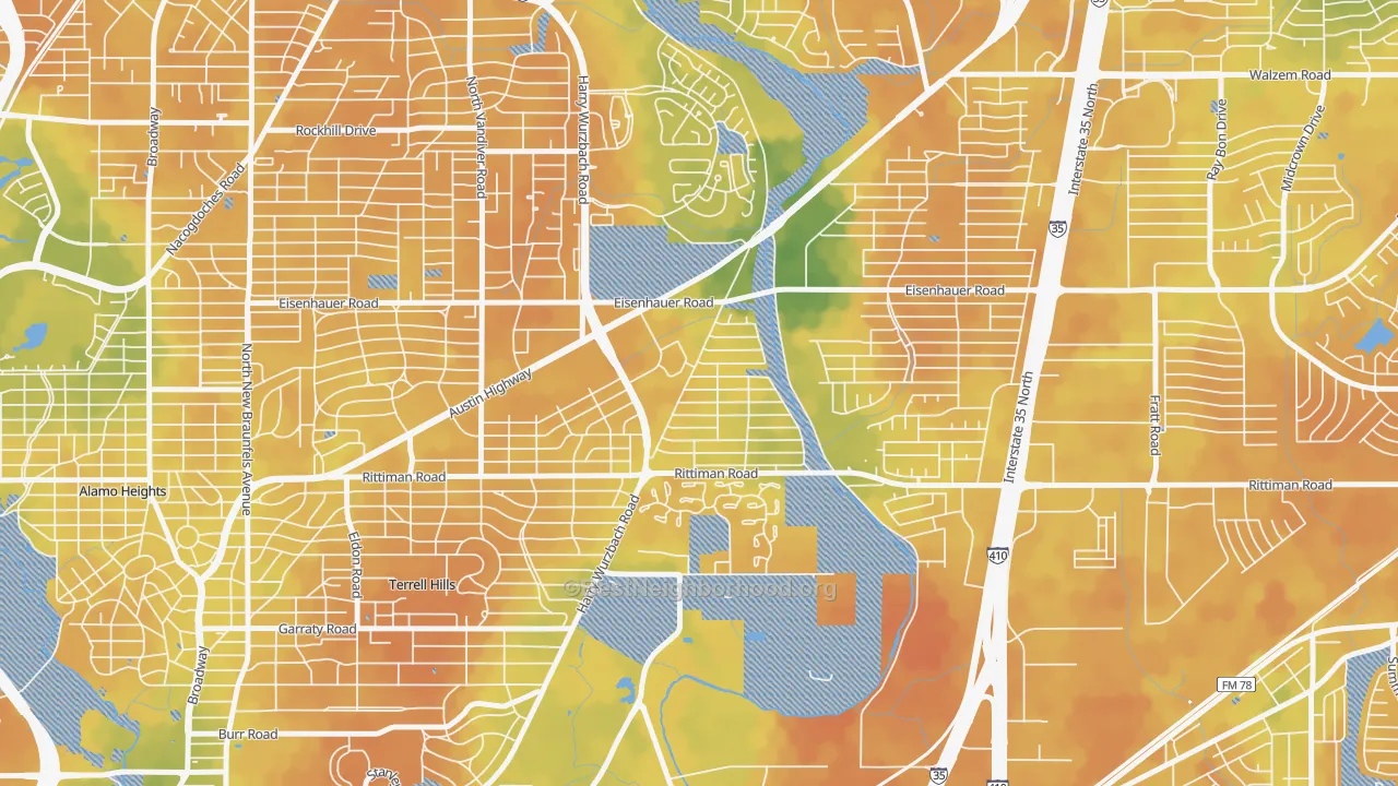 Bike Grade map of Wilshire, San Antonio, TX