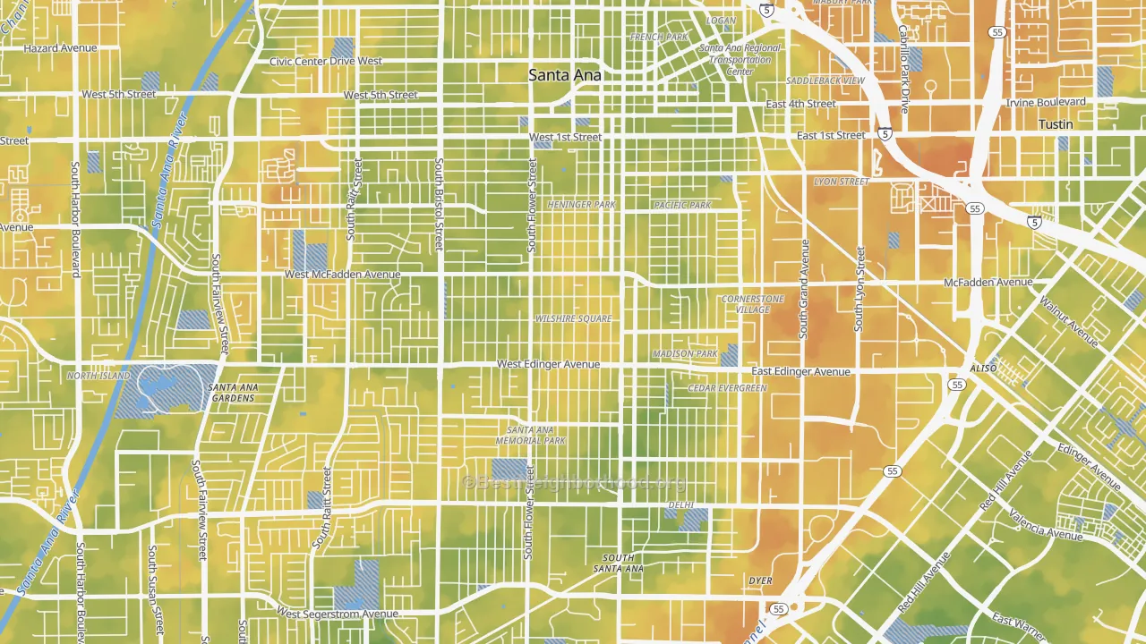 Bike Grade map of Wilshire Square, Santa Ana, CA