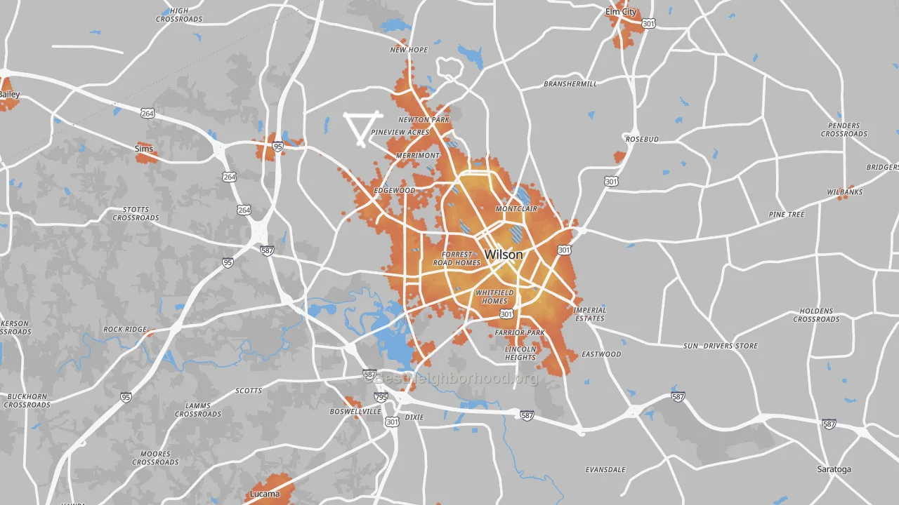 Bike Grade map of Wilson County, NC