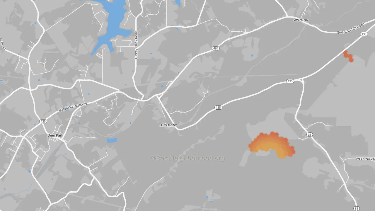 Bike Grade map of Wilson, MD